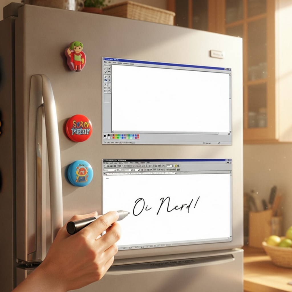 Porta Recados Anotações Ima Geladeira Windows 95 Word Pad e Paint Brush c/ Caneta 2 uni.