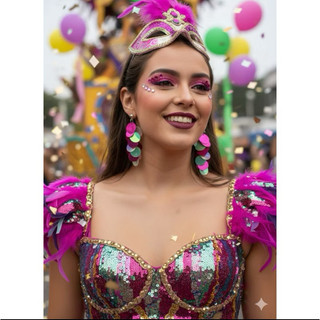 Brinco paetê luxo - Brinco cascata moda verão 2026 Festas Natal Reveillon - Moda praia 2026
