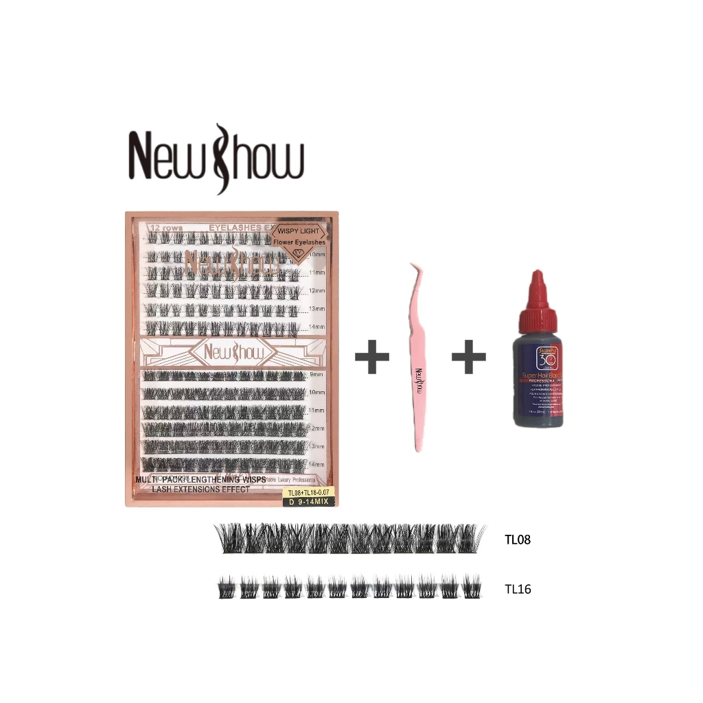New Show Cartela De Cilios Tufo Tufinho TL08+TL16-9-14Mix+Super Cola 30 SEC+PINCA PROFISSIONAL PARA em Oferta na Shopee