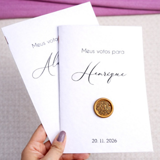 Par de Caderno de Votos Casamento com Lacre de Cera - "Meus votos para" em Oferta na Shopee