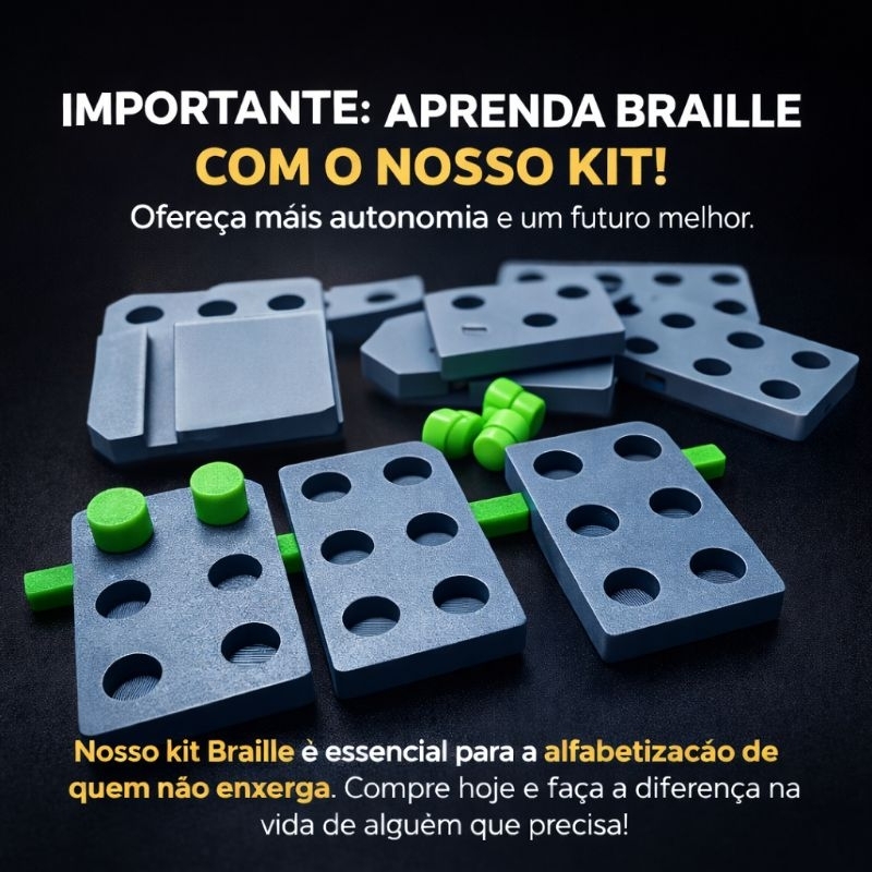 10 Kit Para Treino Da Escrita Braille Alfabeto Braile Celas Reglete Placas Pino Movel 10
