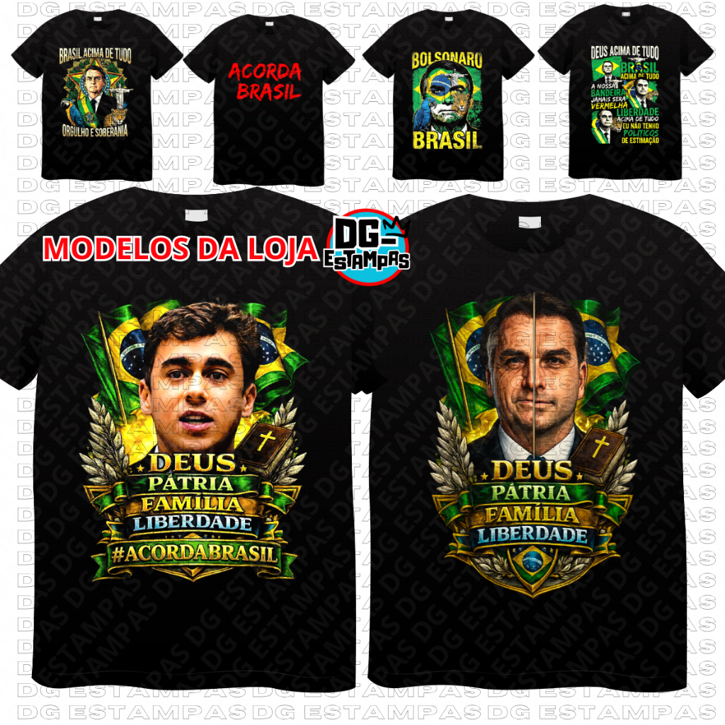 Camiseta Acorda Brasil Flavio Bolsonaro Nicolas Ferreira 100% Algodão Adulto e infantil