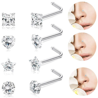 Conjunto de 2 Peças de Piercing de Nariz em Aço Cirúrgico com Strass em Oferta na Shopee