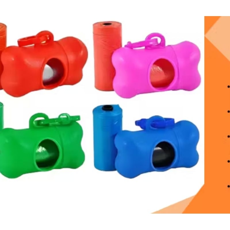 Kit Cata Caca c/ Suporte + 30 Saquinhos Refil Coletor Cachorros e Gatos