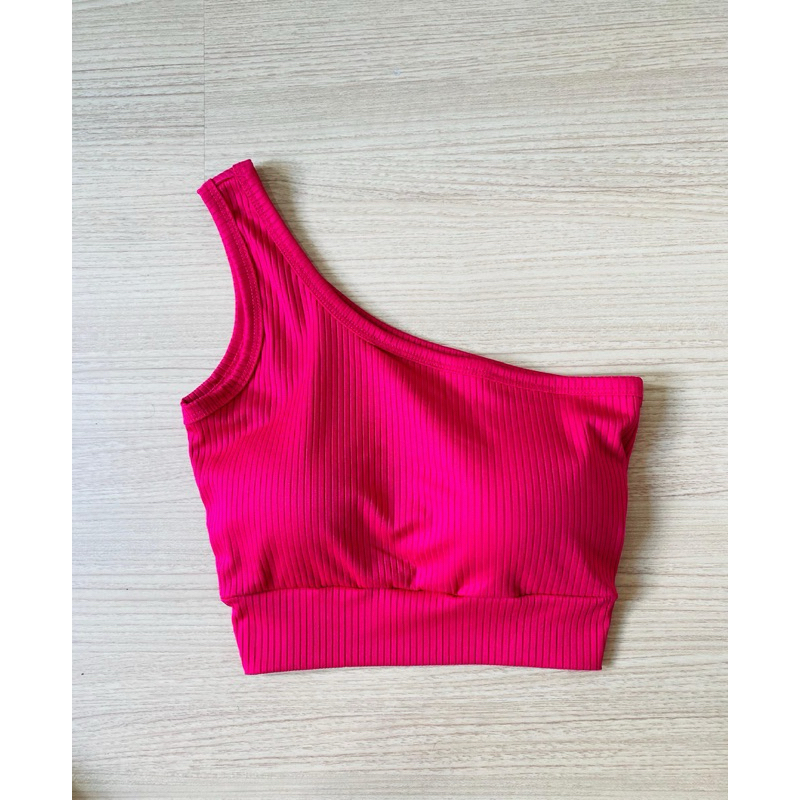 Cropped feminino um ombro  macio confortável elegante moda feminina