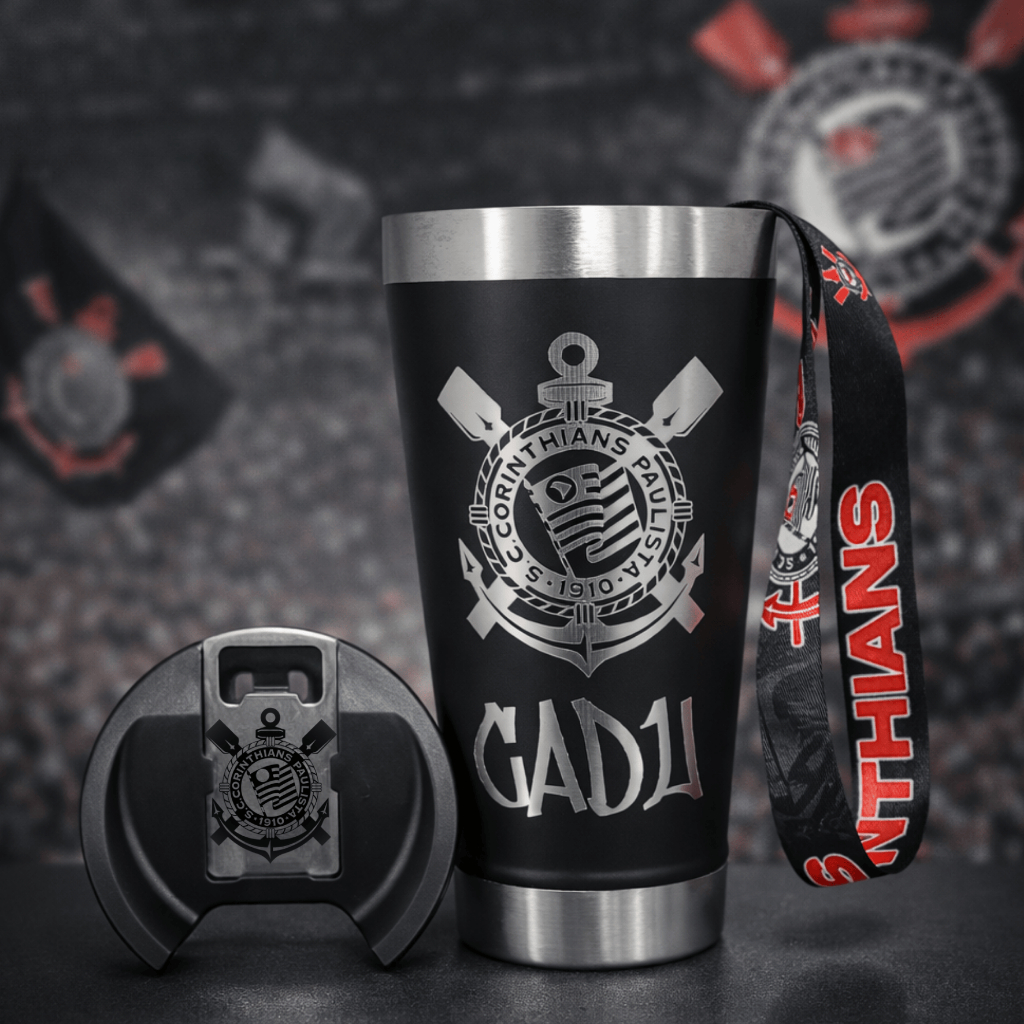Copo Térmico do Corinthians Personalizado a Laser + Brinde