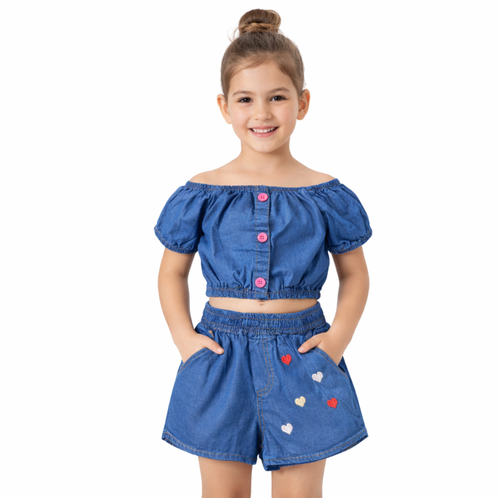 CONJUNTO INFANTIL JEANS MENINA 2 PEÇAS em Oferta na Shopee