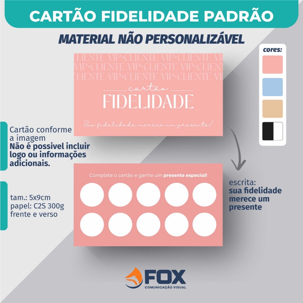 Cartão Fidelidade Pronto - Cores Variadas – Arte Padrão – 50, 100 e 200 unidades – Envio Rápido em Oferta na Shopee