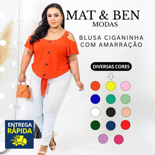 BLUSA PLUS SIZE CIGANINHA COM AMARRAÇÃO em Oferta na Shopee
