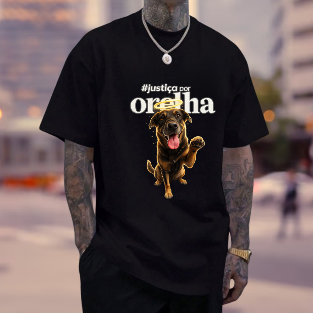 Camiseta Justiça Por Orelha Estampa Casual Algodão Lançamento Personalizada Todos Pelo Cãozinho em Oferta na Shopee