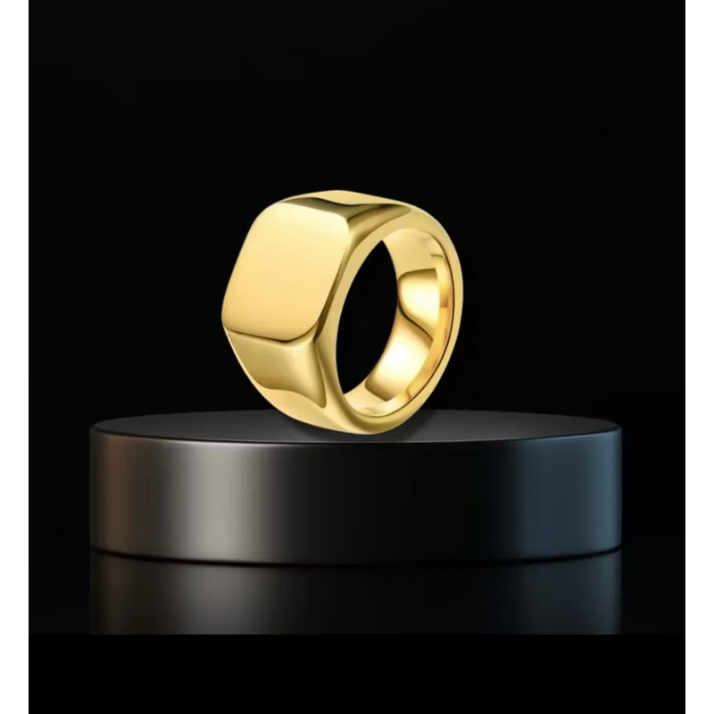 Anel Dourado Masculino Luxo com Acabamento Polido