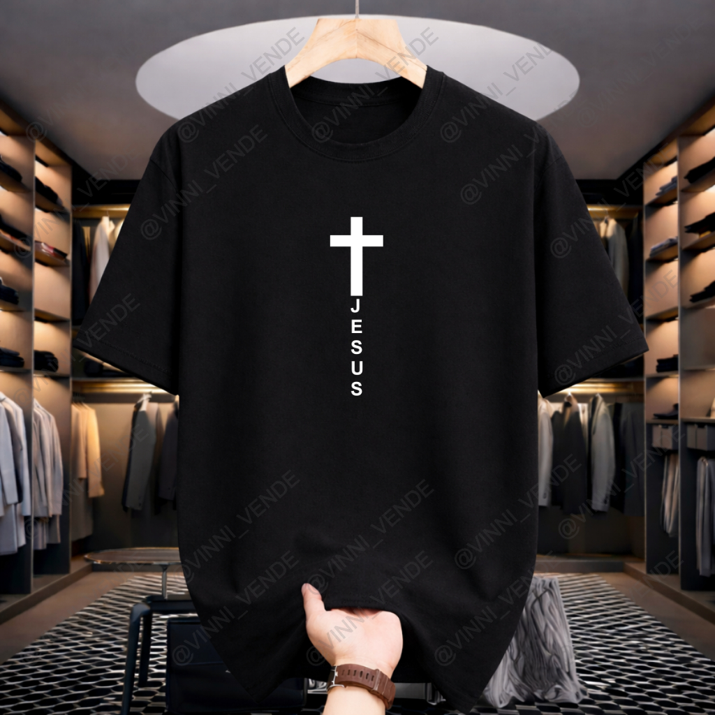 Camiseta Evangelica Jesus Cruz Estampada Algodão Premium T-Shirt Moda Masculina Feminina