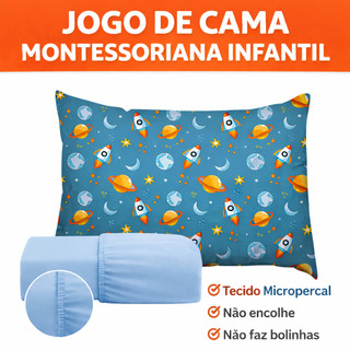 Jogo 2 Peças Lençol Micropercal Cama Montessoriana Infantil Personagens Mini Cama Com Fro…