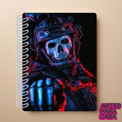 Adesivo para Capa de Caderno Decoração Escolar Jogos Games Call of Duty COD Warzone Ghost Gamer
