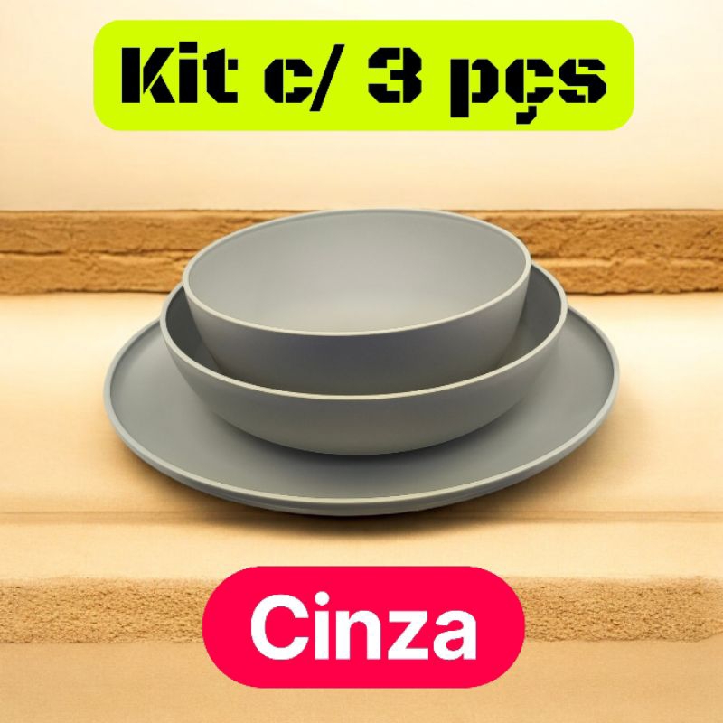 Imagem Kit com 3 Pratos de Polipropileno | Leves, Resistentes | Micro, Lava-Louças e Freezer