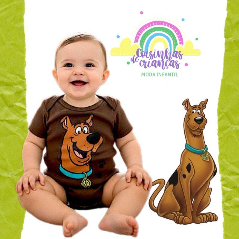 Body bebê Scooby Doo, mesversário fantasia Scobi do bori marrom em Oferta na Shopee