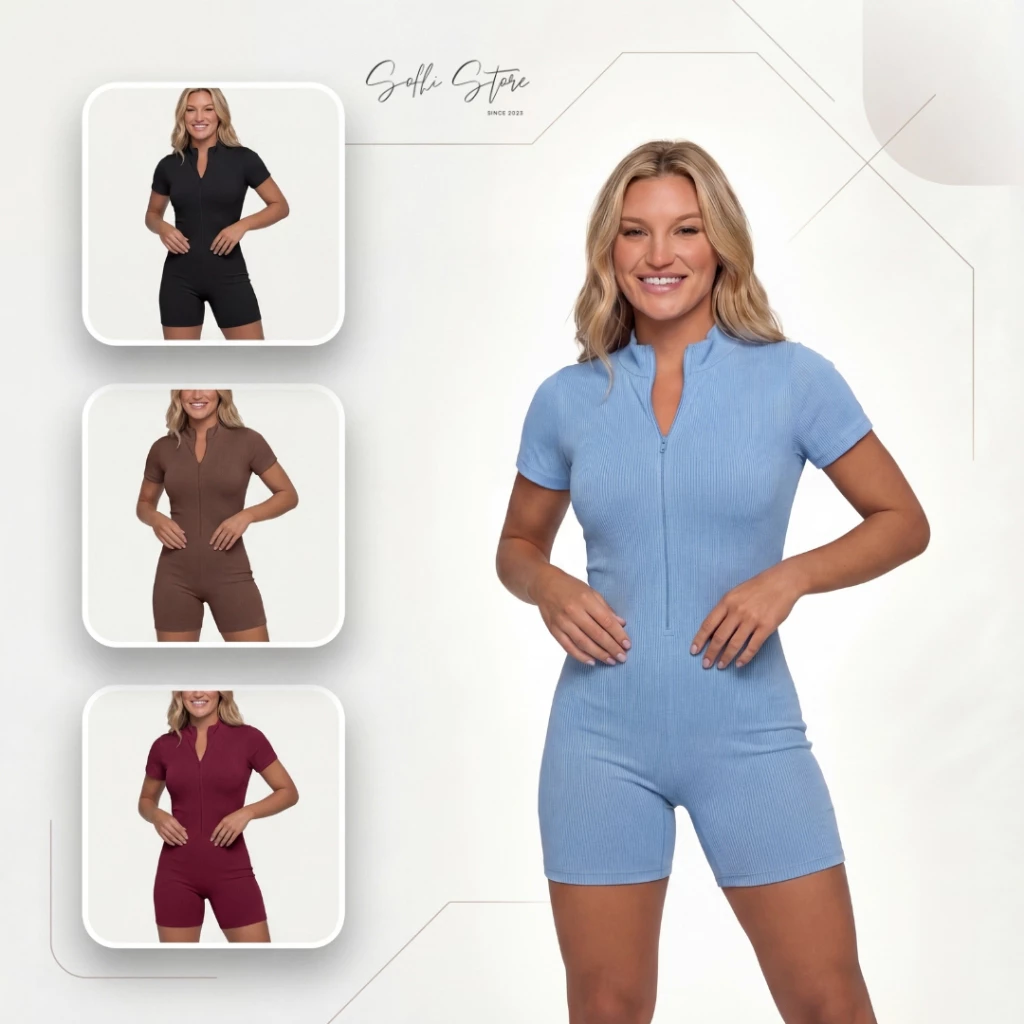 Macaquinho Feminino Fitness Academia Virginia com ziper