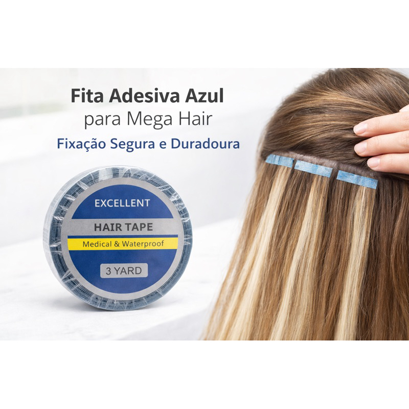EXCELLENT HAIR TAPE - 3 YARD | Fita Adesiva Azul para Mega Hair invisvel , aplique fita orginal 3 metros