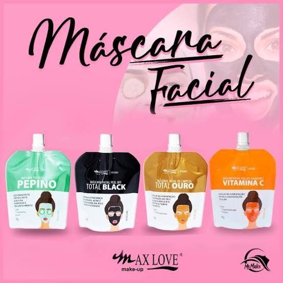 Máscara Facial Vitamina C• Máscara Facial Max Love • Máscara Facial Peel Off • Máscara Facial Hidratante • Máscara Fa — R$ 20,60 em Shopee