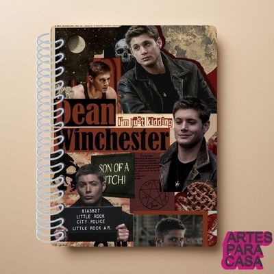 Adesivo para Capa de Caderno Decoração Escolar Série Sobrenatural Dean Winchester Terror Comédia
