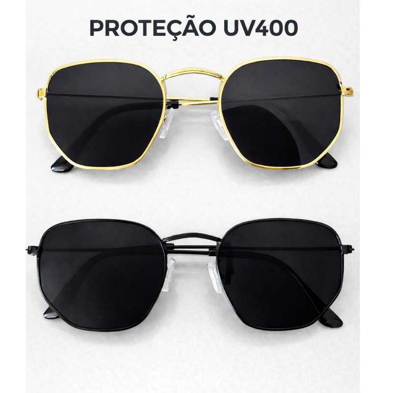 Kit Óculos de Sol Hexagonal Hype UV400 Feminino Masculino Unissex Boston Inspire em Oferta na Shopee