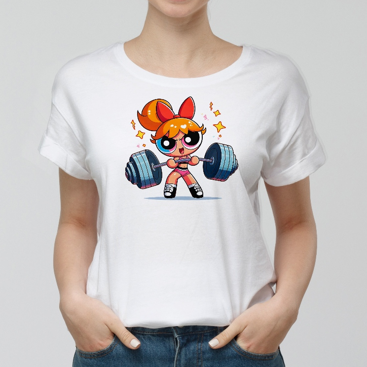 Camiseta Blusa Feminina Estampa Academia Personagens Meninas Super Poderosas Docinho Florzinha e Lindinha - 100% algodão