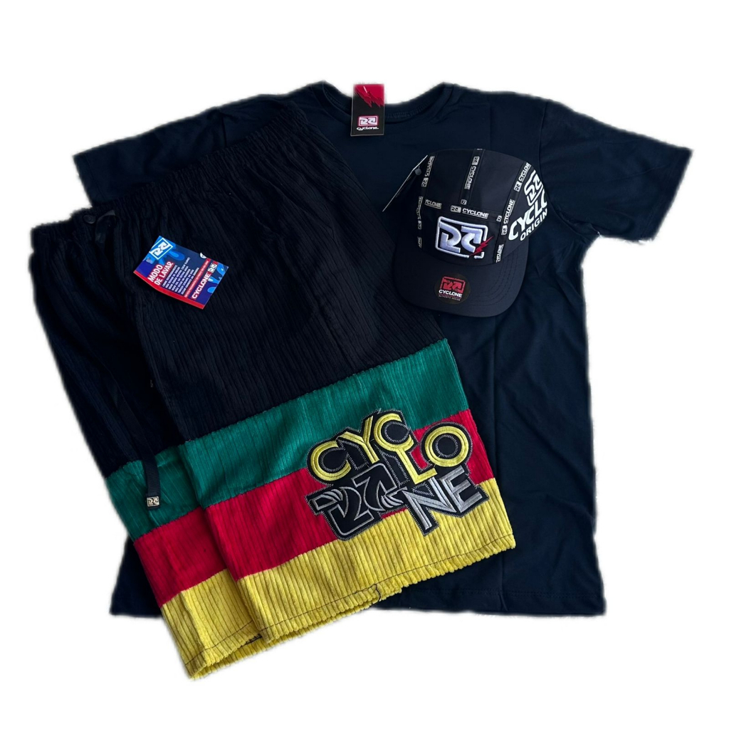 Kit Bermuda de veludo Reggae+ Camiseta e Boné
