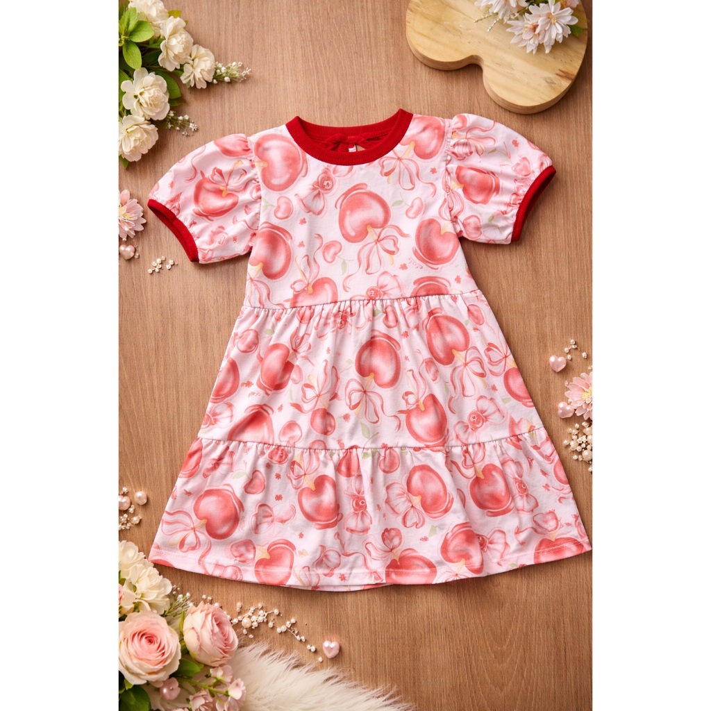 Vestido Infantil Cinti Verão Vermelho Maça do amor 10453