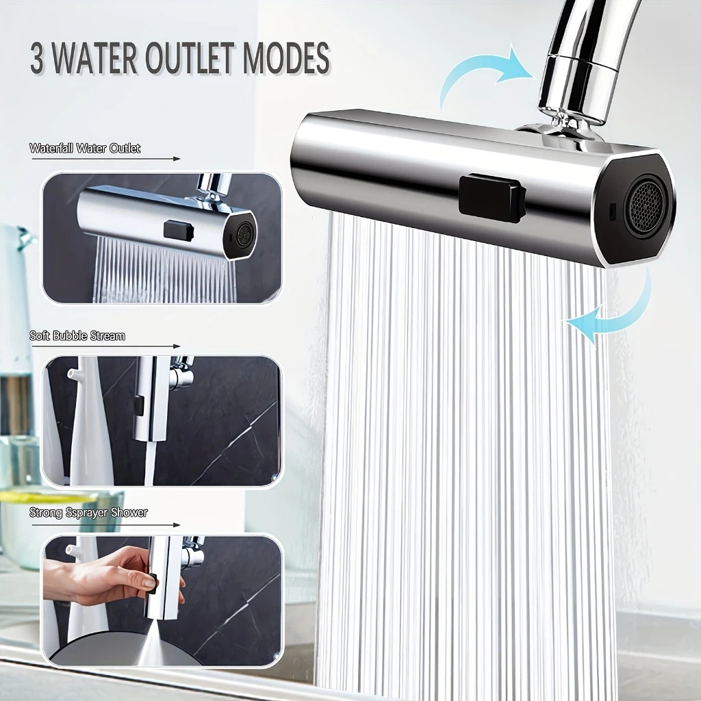 Extensor giratório Cascata  de cozinha ,adaptador de torneira 360° , 4 Funções de bicas ,flexível