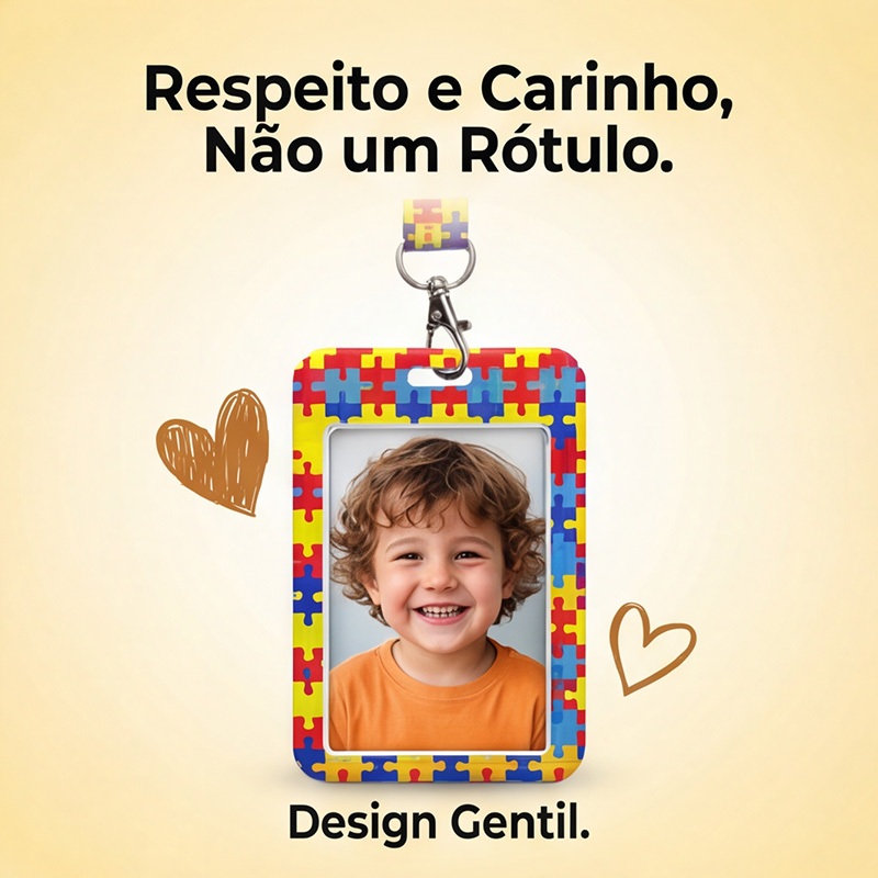 Crachá de Identificação Autismo com Cordão | Discreto e Respeitoso | Poliéster em Oferta na Shopee