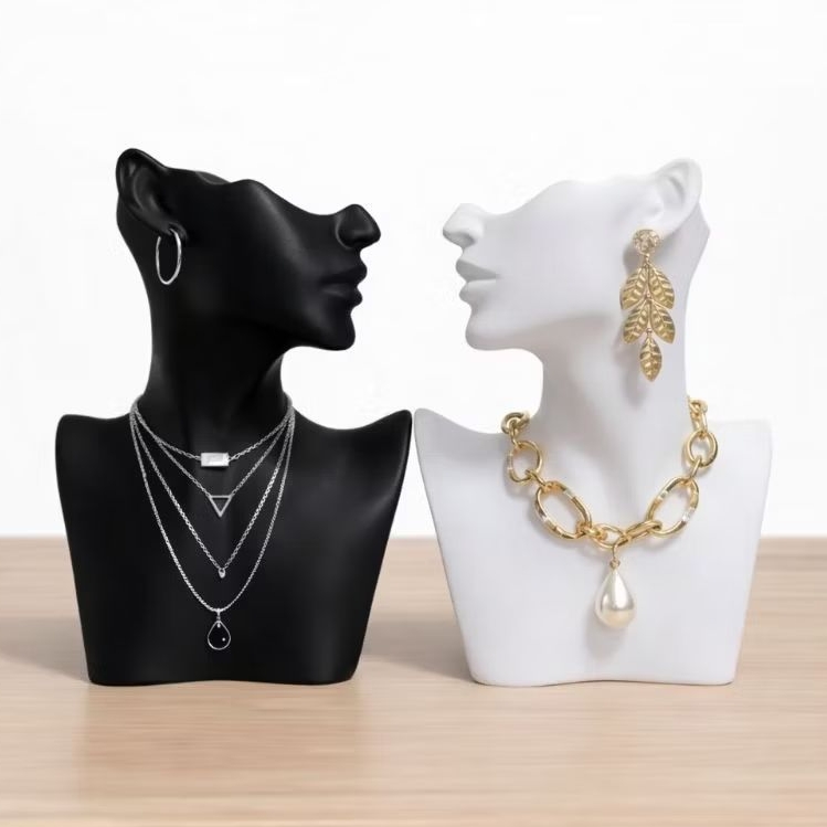 Busto Expositor de Colares Brincos jóias Luxo para Vitrine e Fotos