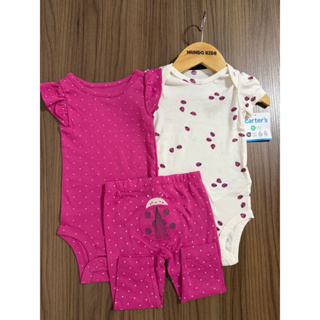 Trio / Conjunto Carters Body e Legging Bebê Menina em Oferta na Shopee