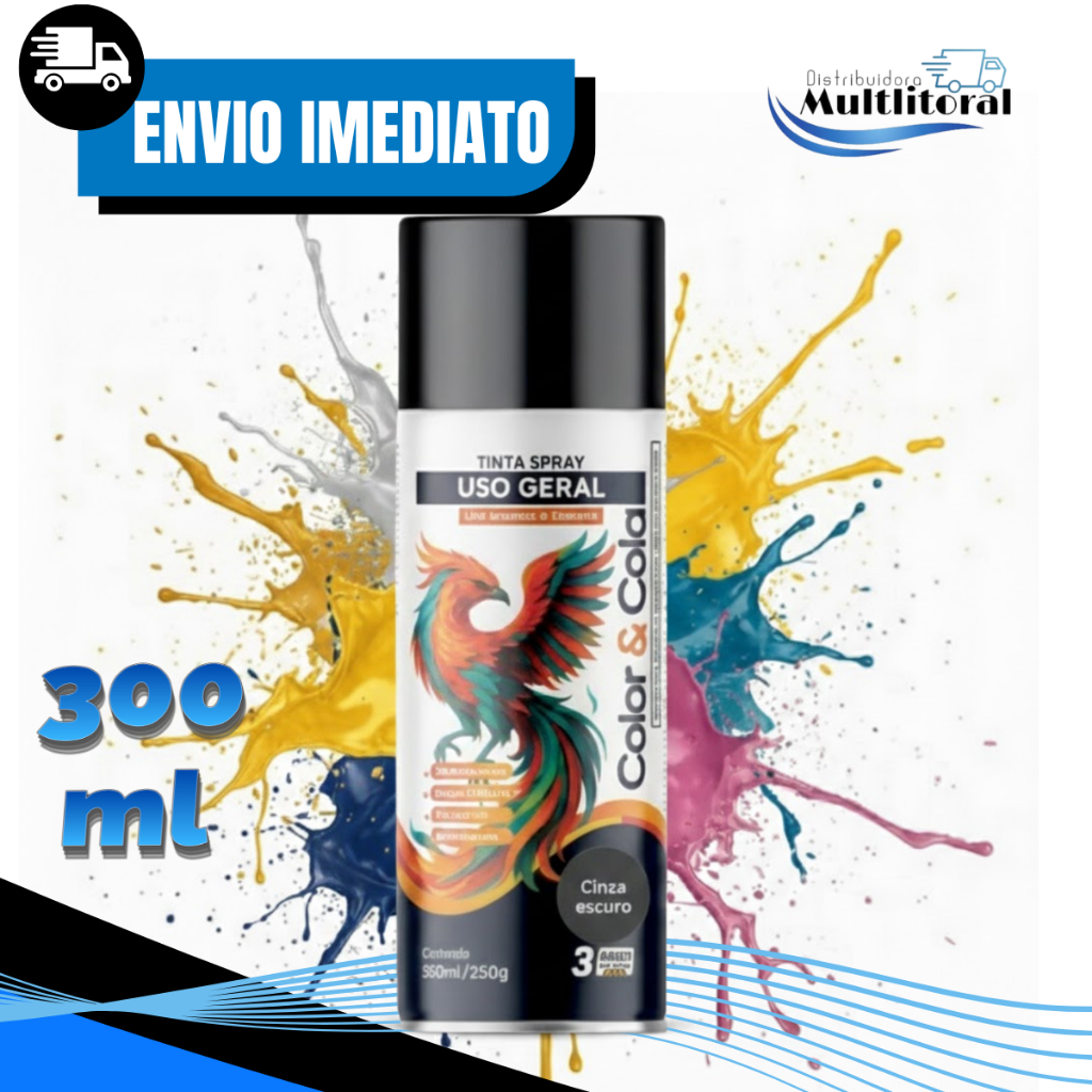 Tinta Spray Cola e Cola 300ml Alta Cobertura Secagem Rápida Resistente Fixação Durável