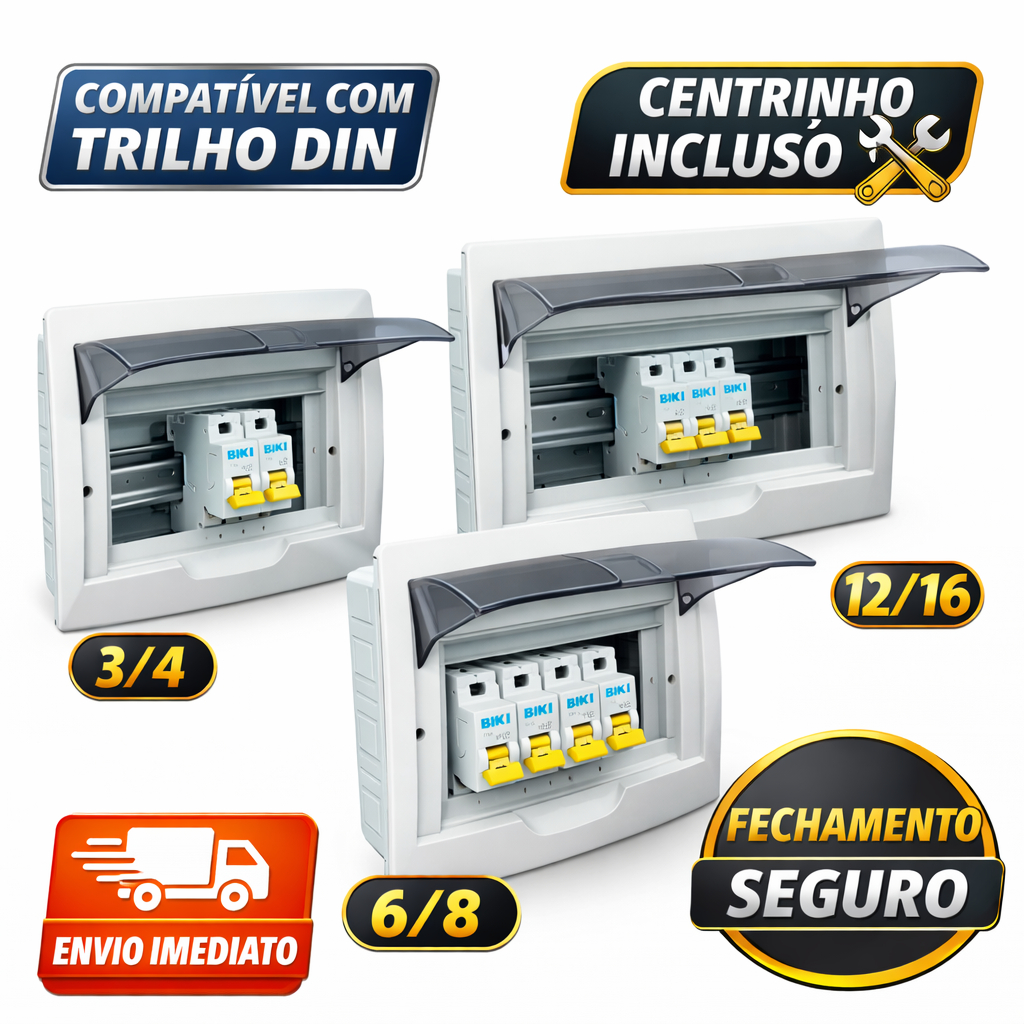 Quadro de Distribuição de Embutir com Centrinho – Marca BIKI