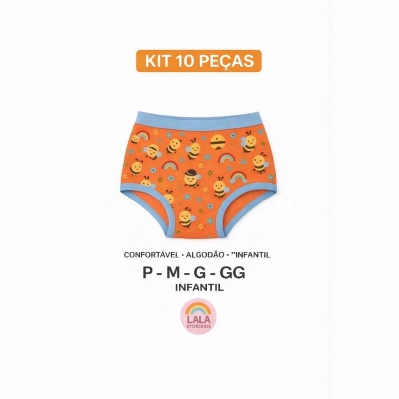 Kit 10 Calcinhas Box Shortinho Confortável Algodão Menina