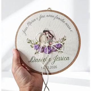 Porta Alianças Semi Bordado a mão-Porta alianças Bordado- Modelo Família Sagrada em Oferta na Shopee