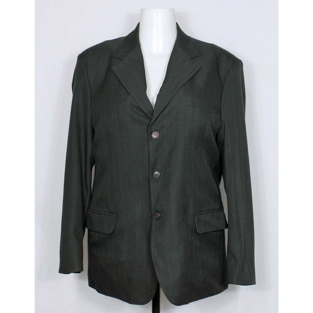 Blazer social alfaiataria masculina risca de giz cinza - Tamanho 54 - Ref. 5370 (brechó)