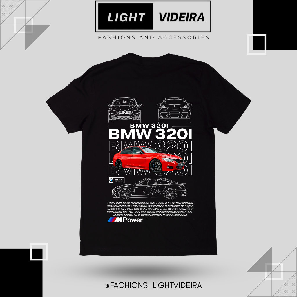 Camiseta BMW 320i 100% Algodão Premium estampa exclusiva com alta qualidade camisa Unissex BMW alto estilo para evento