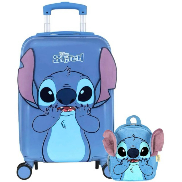 Kit Conjunto Escolar Menina Disney Lilo Stitch Angel Mala Viagem Bordo + Lancheira Térmica de Pelúcia