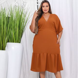 Vestido Midi Plus Size Moda Feminina Igreja  Fresquinho Verão Moda Evangélica Dia e Noite Elegante em Oferta na Shopee