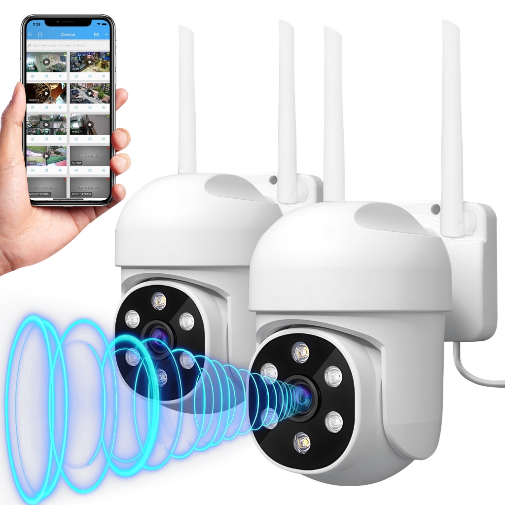 Kit 2 Câmera IP Prova D'água Infravermelho Wifi 360° Full HD App de Monitoramento IA Casa/Escritório em Oferta na Shopee