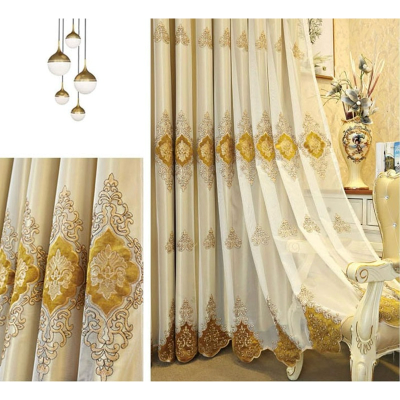 Cortina Voil Bordada com forro Em Microfibra Luxo Sala e Janela Quarto– Guipir aplicada Estilo Europeu | Elegância em Oferta na Shopee