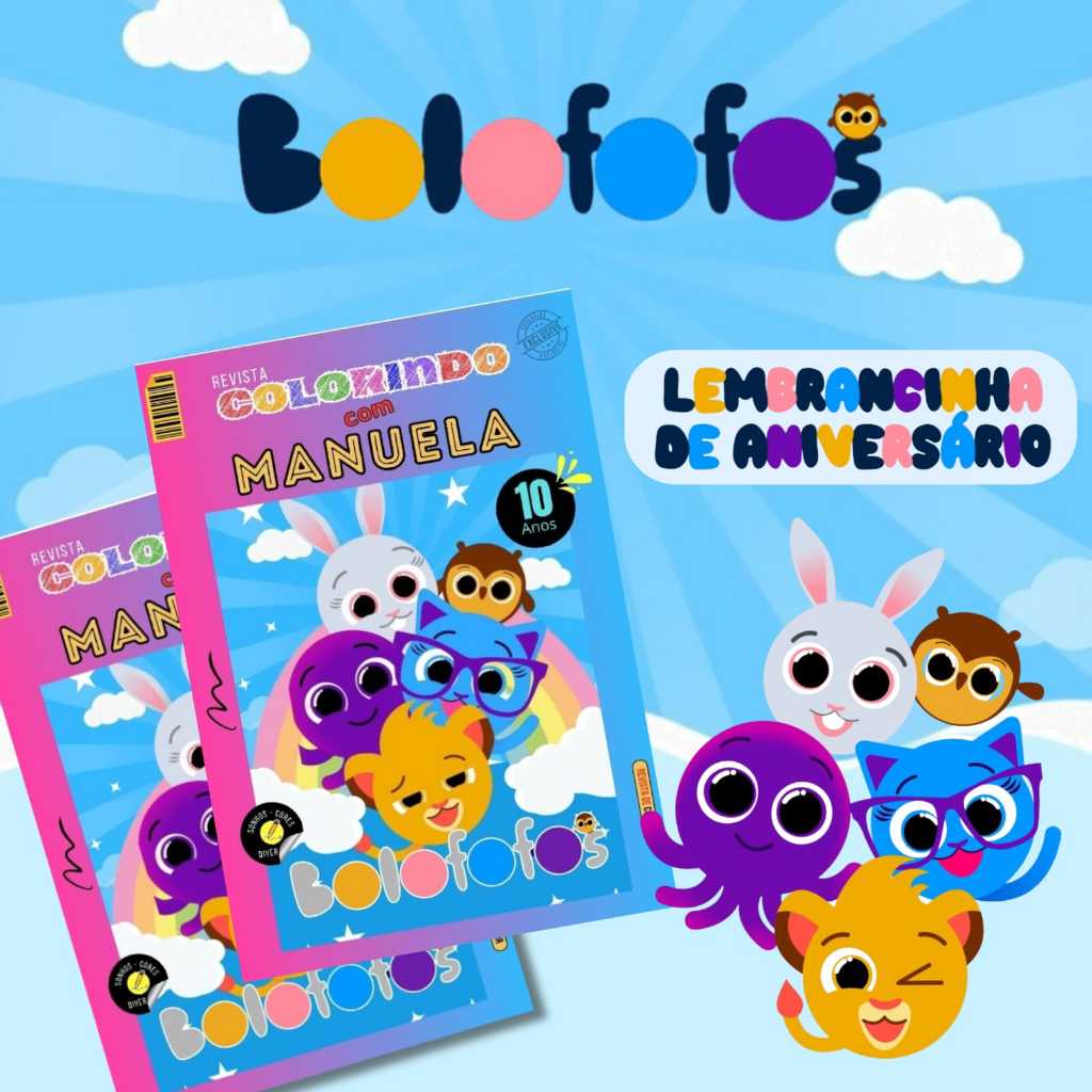 Livro de Colorir Bolofofos | Lembrancinha de Aniversário Infantil Personalizado