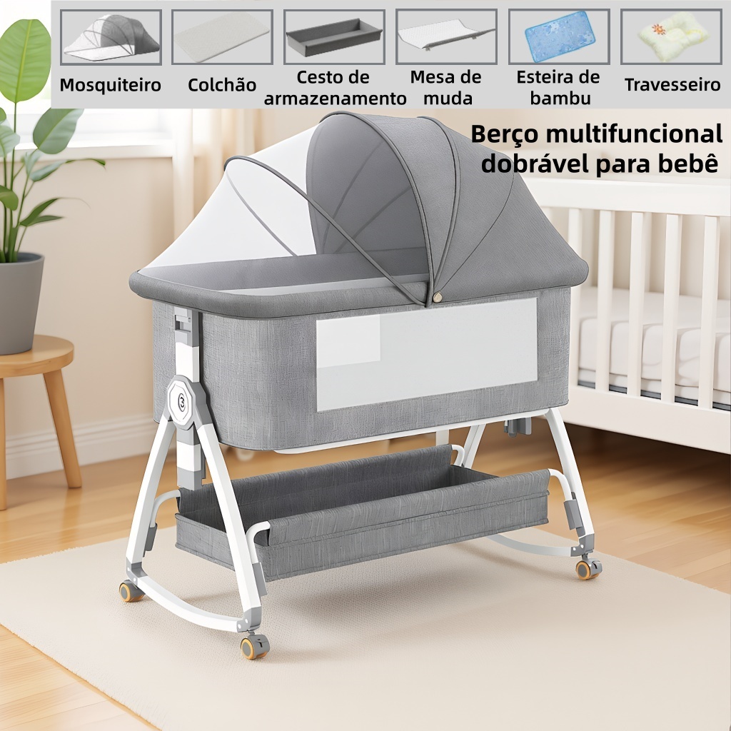 Berço portátil berço portátil 2 em 1 dobrável multifuncional recém-nascido cama king size em patchwork