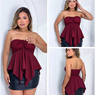 Blusa BATA SOLTA  com Amarração Frontal Ajustável em Oferta na Shopee