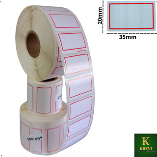 1.000 Etiquetas 35x20mm fundo branco Tarjada VERMELHO Multiuso 35x20mm - N°6