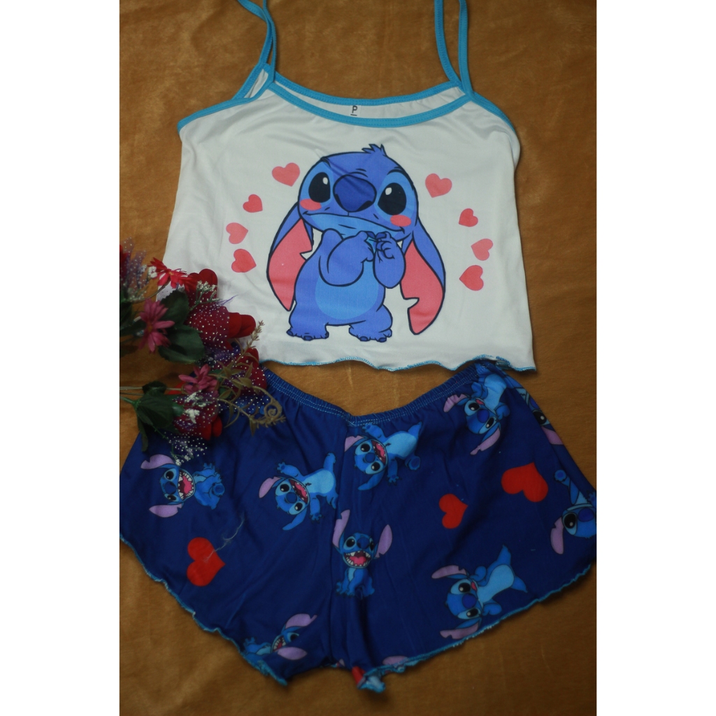 Baby Doll Feminino Verão Pijama Curto Confortável Estampado Personagem Estilo Blogueira Cropped Moda Dormir