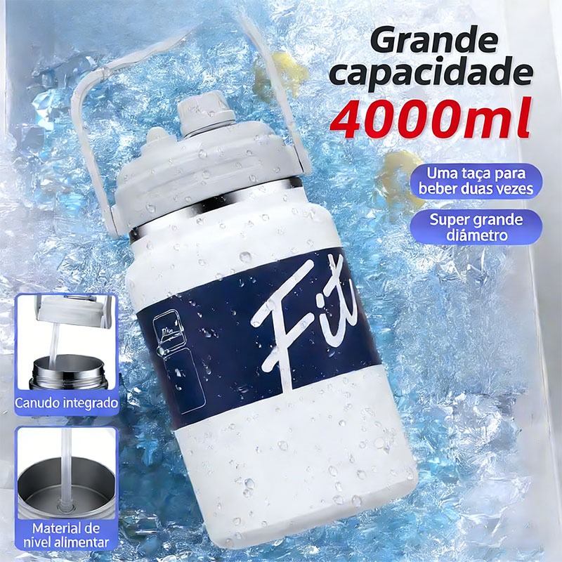 【4L Grande capacidade】Copo Térmico De Viagem Inox Garrafa Térmica de água Portátil 1000ml/1700ml/2800ml/4000ml em Oferta na Shopee