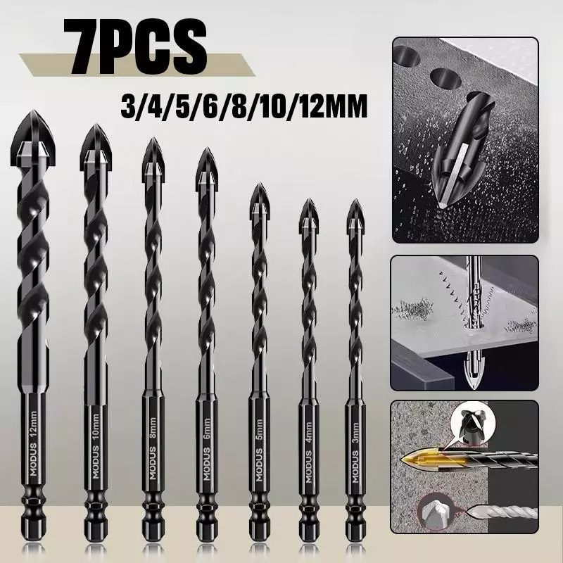 Kit 7 Brocas De Carboneto Triangular Titânio Profissionais 3-12mm Para Fura Tudo em Oferta na Shopee