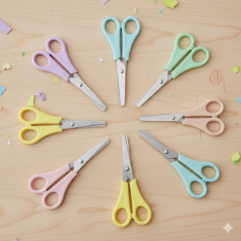 TESOURA ESCOLAR 13CM CANDY LOVERS TONS PASTEIS PONTA ARREDONDADA AÇO INOX ATÓXICA